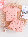 Conjunto de Camiseta y Short con Estampado de Cerezas Luxeira