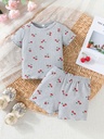Conjunto de Camiseta y Short con Estampado de Cerezas Luxeira