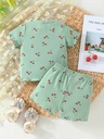 Conjunto de Camiseta y Short con Estampado de Cerezas Luxeira