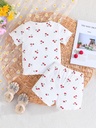 Conjunto de Camiseta y Short con Estampado de Cerezas Luxeira