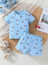 Conjunto de Camiseta y Short con Estampado de Cerezas Luxeira