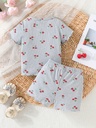 Conjunto de Camiseta y Short con Estampado de Cerezas Luxeira