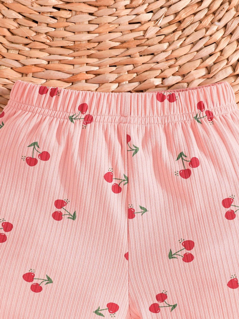 Conjunto de Camiseta y Short con Estampado de Cerezas Luxeira