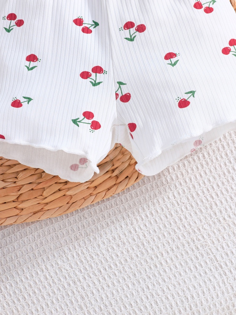 Conjunto de Camiseta y Short con Estampado de Cerezas Luxeira