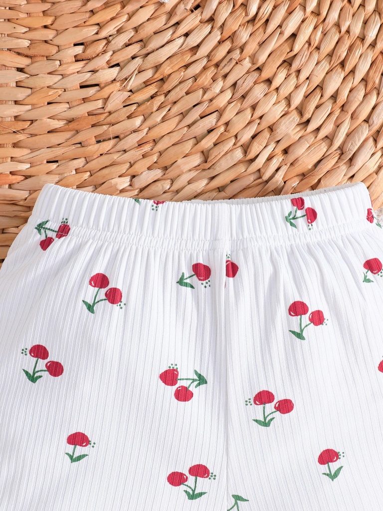 Conjunto de Camiseta y Short con Estampado de Cerezas Luxeira