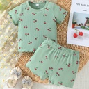 Conjunto de Camiseta y Short con Estampado de Cerezas Luxeira