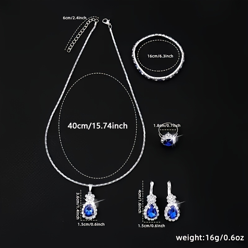 Set de 5 Piezas de Joyería con Detalles de Vidrio y Aleación