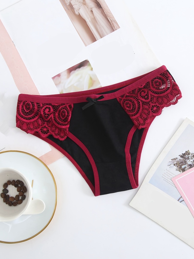 Panty de Algodón Suave y Elástica con Encaje en Contraste Luxeira