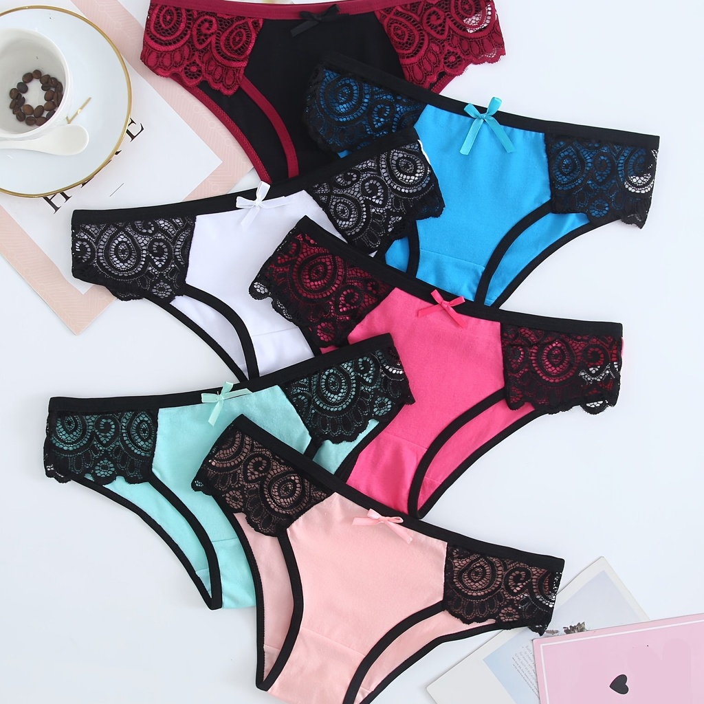 Panty de Algodón Suave y Elástica con Encaje en Contraste Luxeira