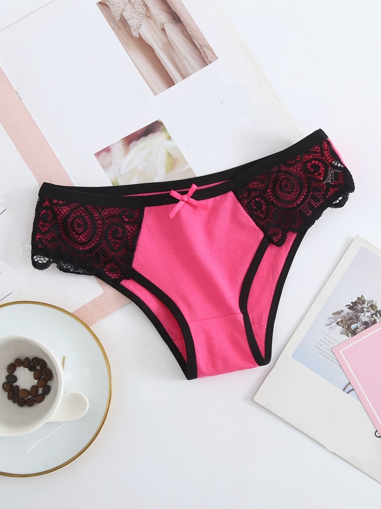 Panty de Algodón Suave y Elástica con Encaje en Contraste Luxeira