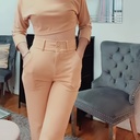 Conjunto de Top Elegante Cropped y Pantalones de Pierna Ancha de Cintura Alta Luxeira