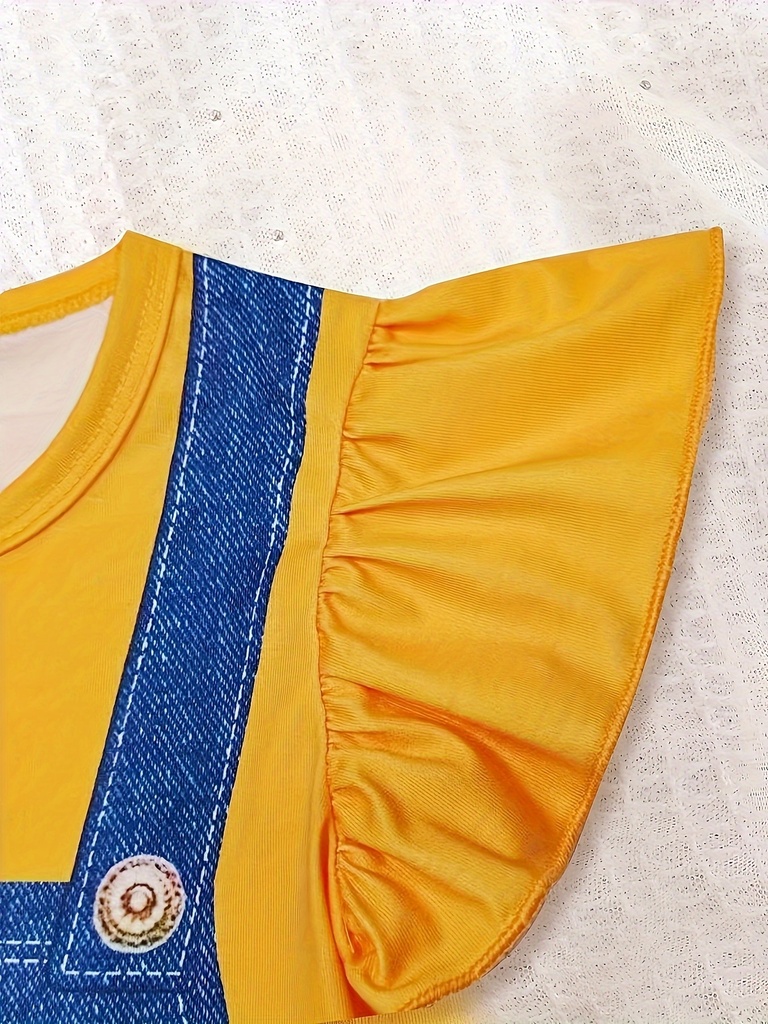 Vestido de Mezclilla con Tirantes y Volantes Luxeira