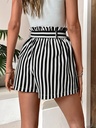 Shorts de Cintura Alta con Estampado de Rayas y Cintura Paper Bag Luxeira