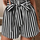 Shorts de Cintura Alta con Estampado de Rayas y Cintura Paper Bag Luxeira