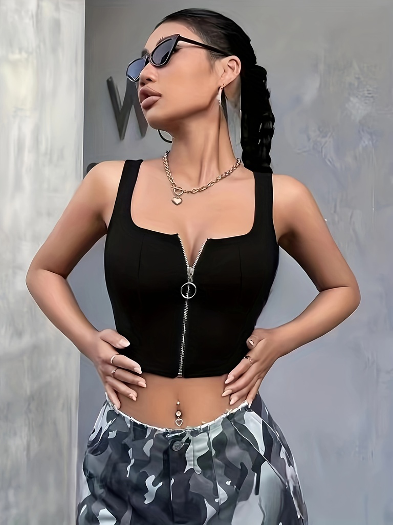 Top Corto con Cremallera Delantera Luxeira