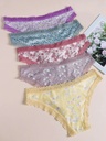 Panty de Cintura Baja con Encaje Y Estampado Floral Luxeira