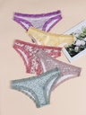 Panty de Cintura Baja con Encaje Y Estampado Floral Luxeira