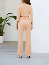 Conjunto de Dos Piezas: Top 3 / 4 con Botones y Pantalones Rectos de Cintura Alta Luxeira