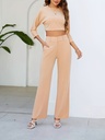 Conjunto de Dos Piezas: Top 3 / 4 con Botones y Pantalones Rectos de Cintura Alta Luxeira