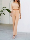 Conjunto de Dos Piezas: Top 3 / 4 con Botones y Pantalones Rectos de Cintura Alta Luxeira