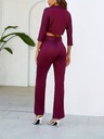 Conjunto de Dos Piezas: Top 3 / 4 con Botones y Pantalones Rectos de Cintura Alta Luxeira