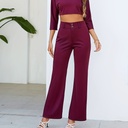 Conjunto de Dos Piezas: Top 3 / 4 con Botones y Pantalones Rectos de Cintura Alta Luxeira