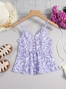 Top sin Mangas con Cuello en V y Estampado Floral Luxeira