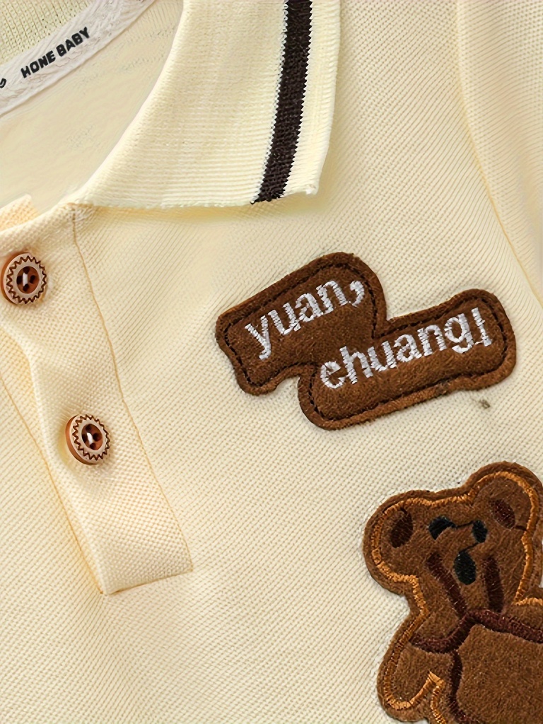 Conjunto de Camiseta de Oso con Cuello y Short Luxeira
