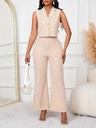 Conjunto de Pantalón Elegante y Blazer Corto Sin Mangas Luxeira