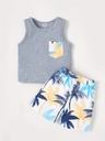 Conjunto de Camiseta y Short con Estampado de Coco Luxeira