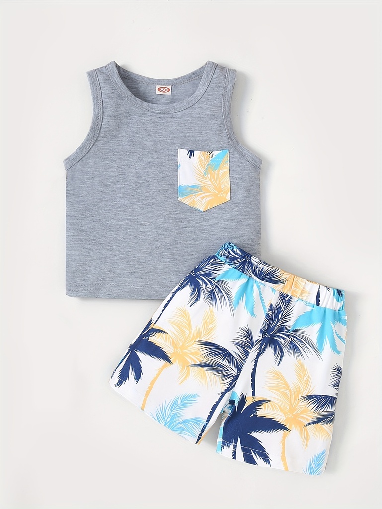 Conjunto de Camiseta y Short con Estampado de Coco Luxeira