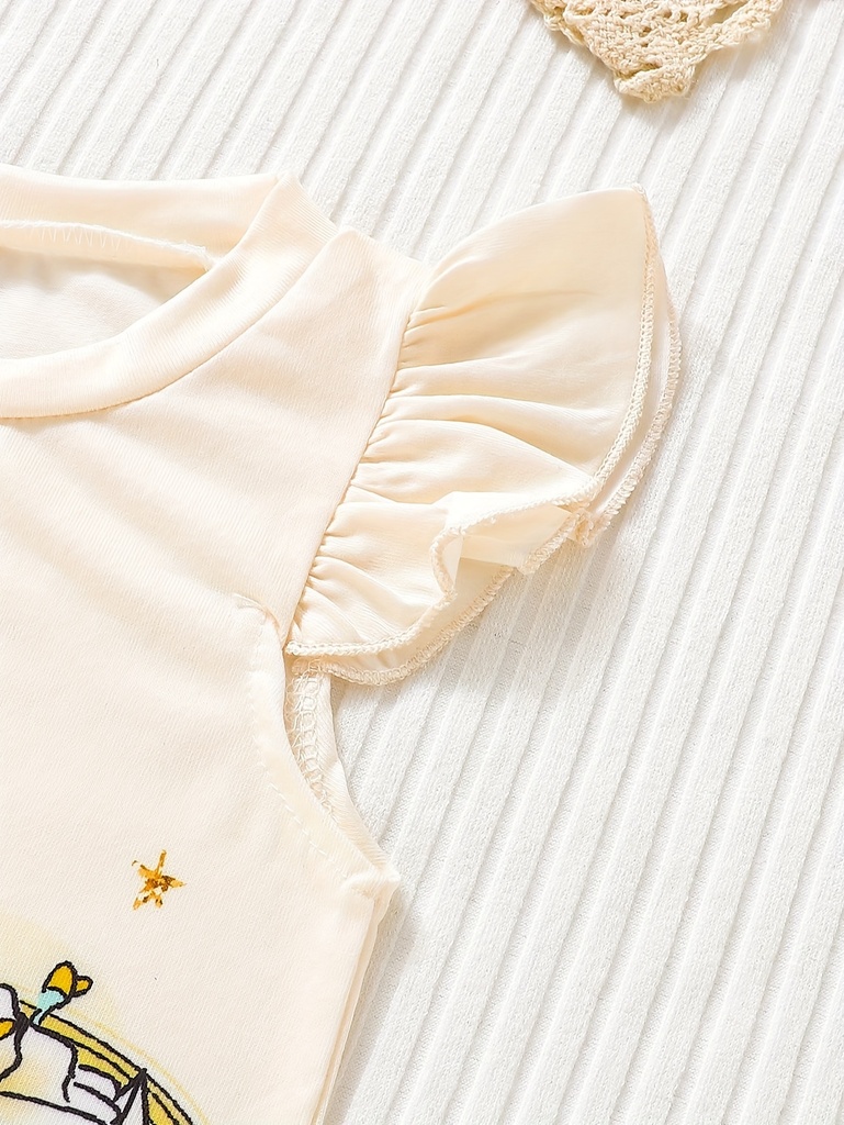 Vestido con Estampado de Unicornio con Volantes Luxeira