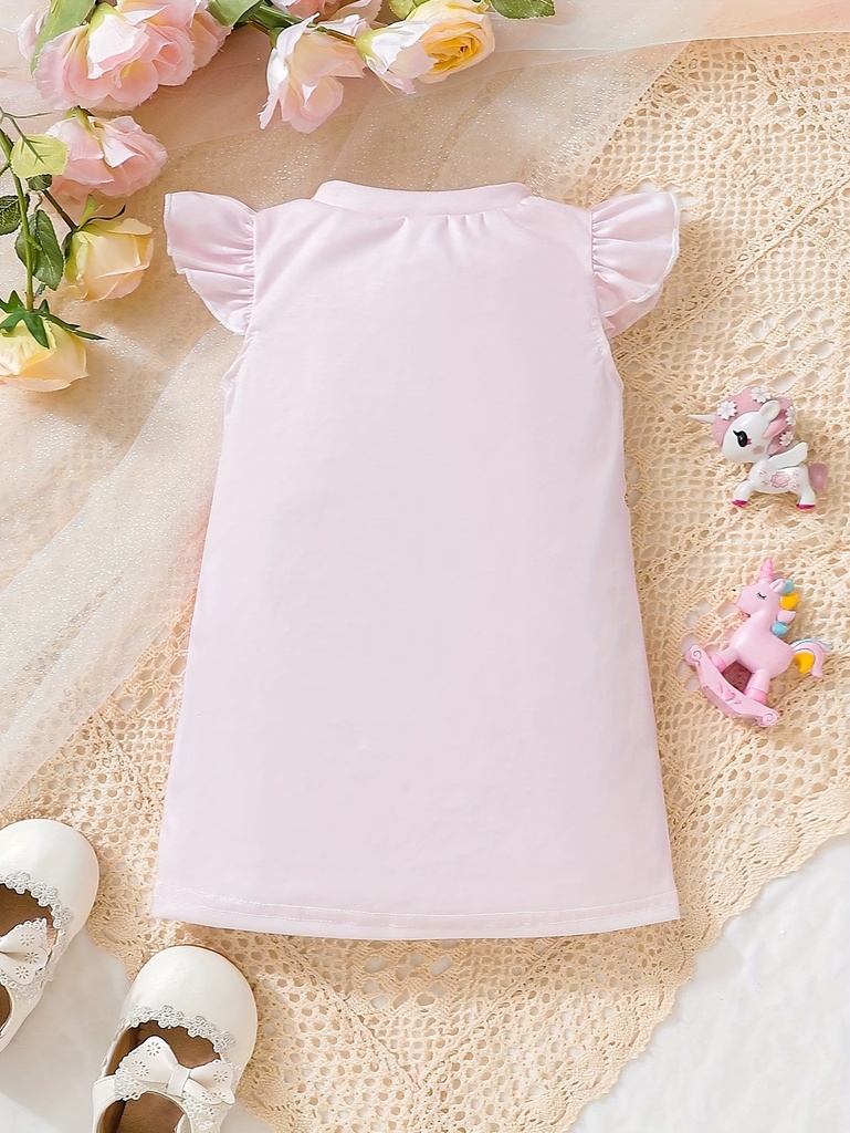 Vestido con Estampado de Unicornio con Volantes Luxeira