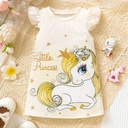 Vestido con Estampado de Unicornio con Volantes Luxeira