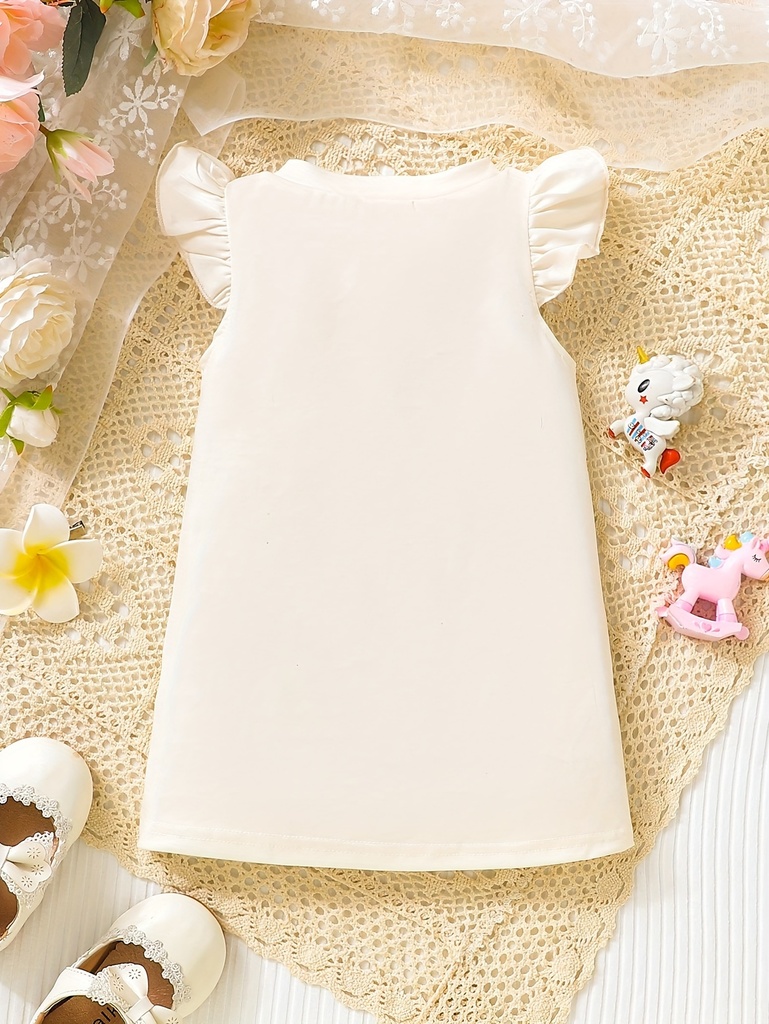 Vestido con Estampado de Unicornio con Volantes Luxeira