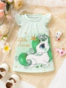 Vestido con Estampado de Unicornio con Volantes Luxeira