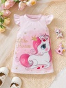 Vestido con Estampado de Unicornio con Volantes Luxeira