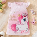 Vestido con Estampado de Unicornio con Volantes Luxeira
