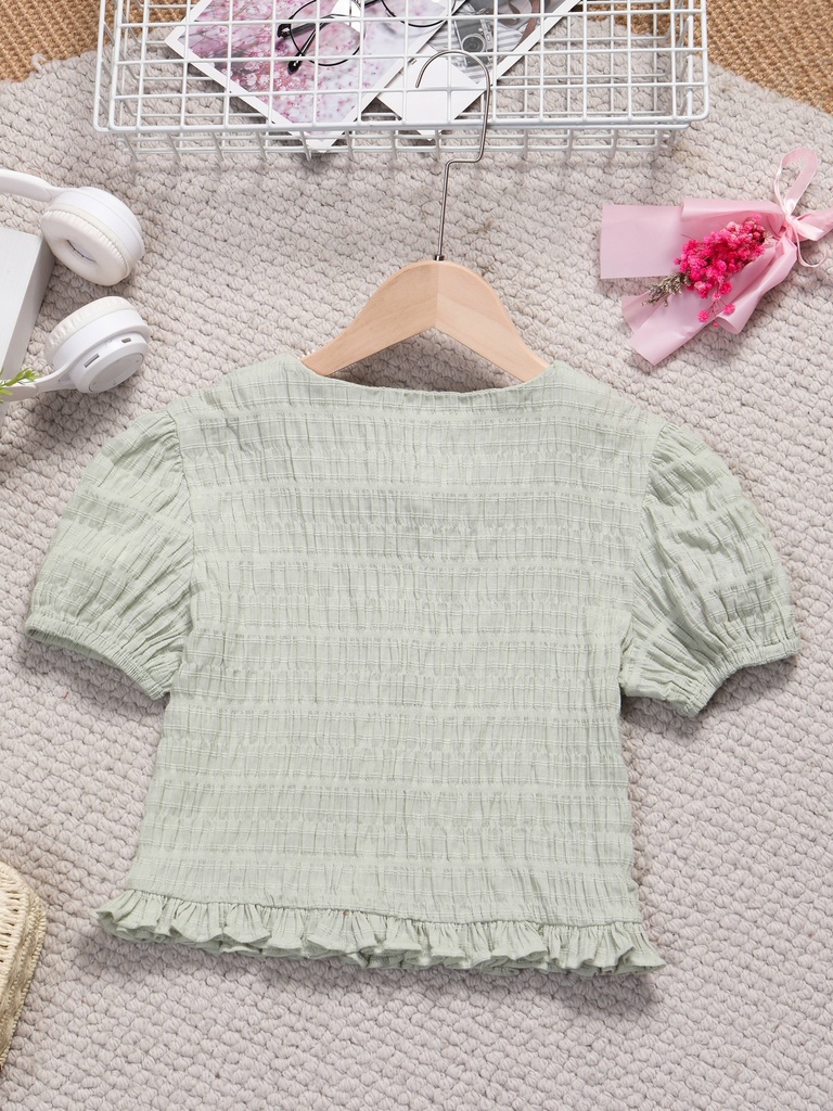 Top de Verano con Cuello Cuadrado y Mangas Abullonadas Luxeira
