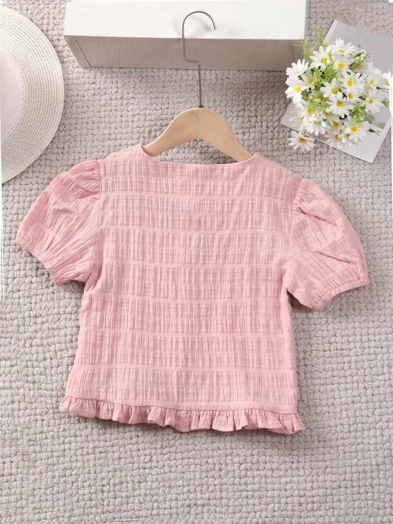 Top de Verano con Cuello Cuadrado y Mangas Abullonadas Luxeira