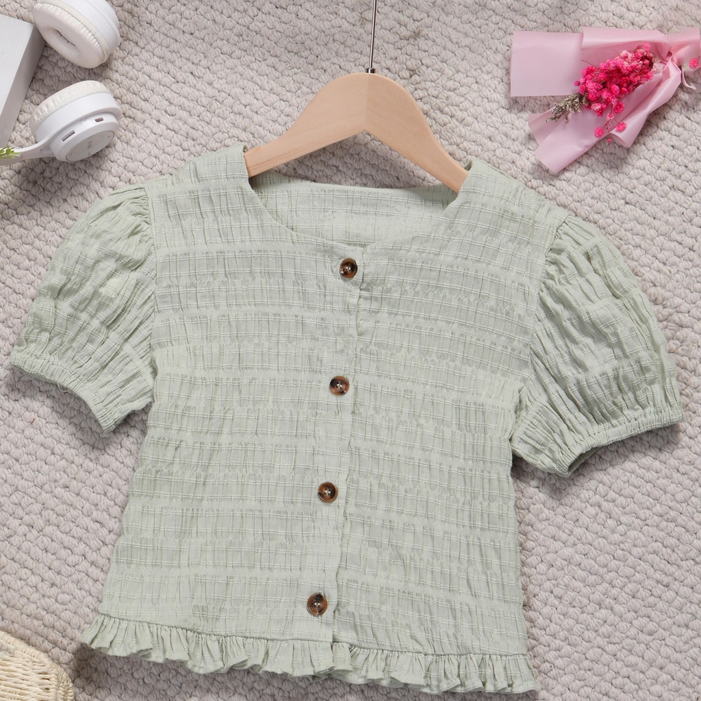 Top de Verano con Cuello Cuadrado y Mangas Abullonadas Luxeira