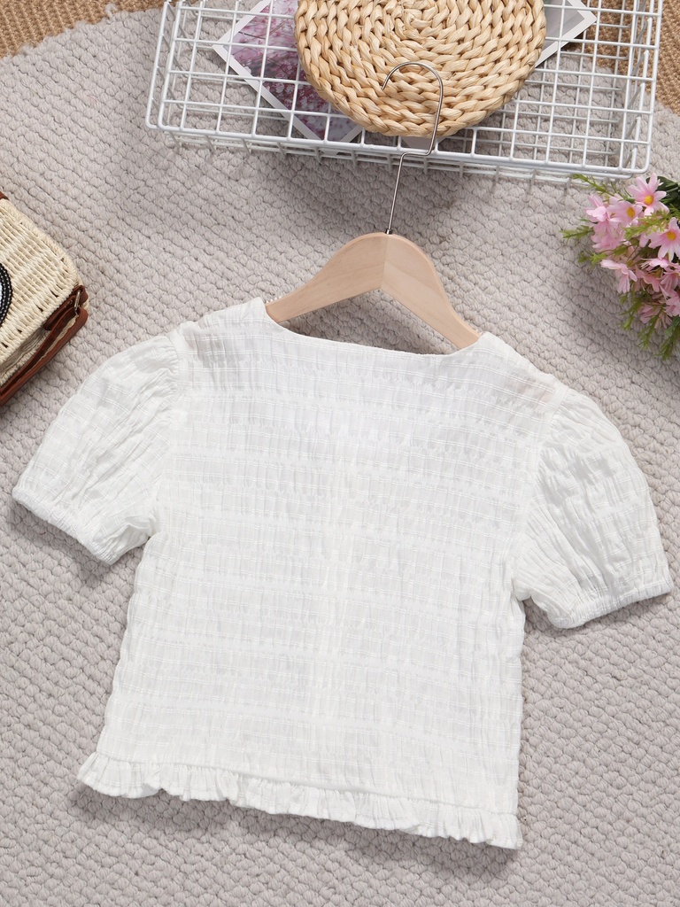 Top de Verano con Cuello Cuadrado y Mangas Abullonadas Luxeira