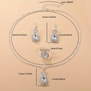Set de 4 Piezas de Joyería con Forma de Gota de Agua: Collar, Anillo y Pendientes