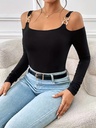 Top Casual de Manga Larga con Detalle de Cadena Luxeira