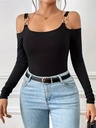 Top Casual de Manga Larga con Detalle de Cadena Luxeira