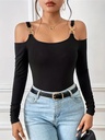 Top Casual de Manga Larga con Detalle de Cadena Luxeira