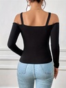 Top Casual de Manga Larga con Detalle de Cadena Luxeira