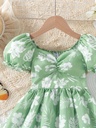 Vestido con Mangas Abullonadas y Estampado Floral Luxeira