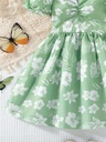 Vestido con Mangas Abullonadas y Estampado Floral Luxeira