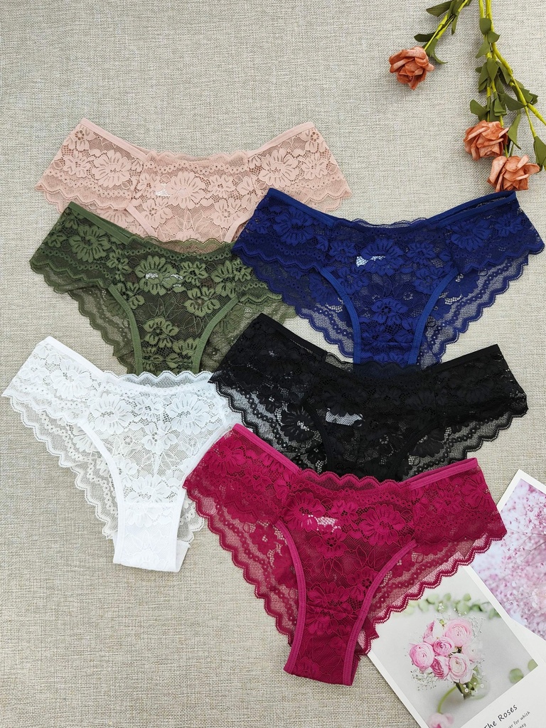 Panty de Encaje Floral con Ribete Festoneado Luxeira